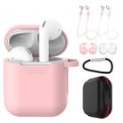 7 PCS Wireless Earphones Shockproof Silicone Protective Case for Apple AirPods 1 / 2(Pink + White) - 1