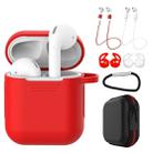 7 PCS Wireless Earphones Shockproof Silicone Protective Case for Apple AirPods 1 / 2(Red + White) - 1