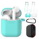 7 PCS Wireless Earphones Shockproof Silicone Protective Case for Apple AirPods 1 / 2(White + Green) - 1