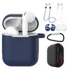 7 PCS Wireless Earphones Shockproof Silicone Protective Case for Apple AirPods 1 / 2(White Blue) - 1