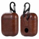 PU Leather Wireless Bluetooth Earphone Protective Case for Apple AirPods 1 / 2, with Metal Buckle(Dark Brown) - 1