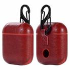 PU Leather Wireless Bluetooth Earphone Protective Case for Apple AirPods 1 / 2, with Metal Buckle(Wine Red) - 1