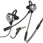 G10 1.2m Wired In Ear 3.5mm Interface Stereo Wire-Controlled HIFI Earphones Video Game Mobile Game Headset With Mic Deluxe Edition (Black Silver) - 1