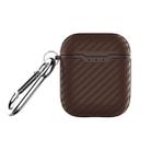 Carbon Fiber Texture TPU + PC Earphones Shockproof Protective Case for Apple AirPods 1 / 2(Coffee) - 1