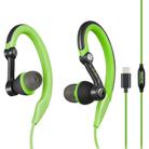 Mucro Type-C Plug In-Ear Sport Earhook Wired Stereo Headphones for Jogging Gym (Green) - 1