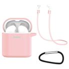 For Huawei Honor FlyPods / FlyPods Pro / FreeBuds2 / FreeBuds 3 in 1 Earphone Silicone Protective Case + Anti-lost Rope + Hook Set(Pink) - 1