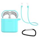 For Huawei Honor FlyPods / FlyPods Pro / FreeBuds2 / FreeBuds 3 in 1 Earphone Silicone Protective Case + Anti-lost Rope + Hook Set(Mint Green) - 1