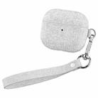 MOMAX FT9A PC + Leather Cloth Texture Earphone Protective Case with Lanyard for AirPods 3(Light Grey) - 1