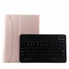 1130B Detachable Bluetooth 3.0 ABS Brushed Texture Keyboard + Lambskin Texture Leather Tablet Case for iPad Pro 11 inch (2018), with Three-gear Adjustment / Magnetic / Sleep Function(Pink) - 1