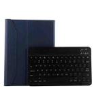 1130B Detachable Bluetooth 3.0 ABS Brushed Texture Keyboard + Lambskin Texture Leather Tablet Case for iPad Pro 11 inch (2018), with Three-gear Adjustment / Magnetic / Sleep Function(Blue) - 1