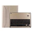 FT-1038E Detachable Bluetooth 3.0 Aluminum Alloy Keyboard + Lambskin Texture Leather Tablet Case for iPad Air / Air 2 / iPad Pro 9.7 inch, with Pen Slot / Water Repellent / Three-gear Angle Adjustment / Magnetic / Sleep Function (Gold) - 1