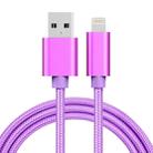 1m 3A Woven Style Metal Head 8 Pin to USB Data / Charger Cable(Purple) - 1