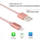 1m 3A Woven Style Metal Head 8 Pin to USB Data / Charger Cable(Rose Gold) - 3