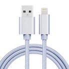 1m 3A Woven Style Metal Head 8 Pin to USB Data / Charger Cable(Silver) - 1