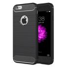 For iPhone 6 & 6s Brushed Texture Fiber TPU Rugged Armor Protective Case(Black) - 1