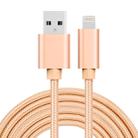 3m 3A Woven Style Metal Head 8 Pin to USB Data / Charger Cable(Gold) - 1