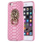 For iPhone 6 & 6s Snakeskin Texture Paste Skin PC Protective Case with Lion Head Holder(Pink) - 1