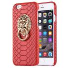 For iPhone 6 & 6s Snakeskin Texture Paste Skin PC Protective Case with Lion Head Holder(Red) - 1