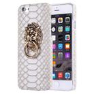 For iPhone 6 & 6s Snakeskin Texture Paste Skin PC Protective Case with Lion Head Holder(White) - 1