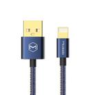 Mcdodo CA-1730 1.2m 2.4A Reversible 8 Pin to USB Denim Cover TPE Jacket Data Sync Charging Cable with Aero Aluminum Head for iPhone, iPad (Denim Blue) - 1