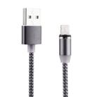 360 Degree Rotation 8 Pin to USB 2.0 Weave Style Magnetic Charging Cable with LED Indicator, Cable Length: 1m(Grey) - 3