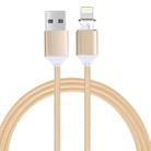1M Woven Style 2.4A 8 Pin to USB Data Sync Charging Cable Intelligent Metal Magnetism Cable(Gold) - 1