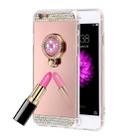 For iPhone 6 & 6s Diamond Encrusted Electroplating Mirror Protective Cover Case with Hidden Ring Holder(Rose Gold) - 1