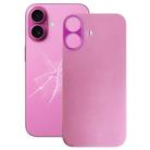 For iPhone 16 Easy Replacement Big Camera Hole Glass Back Battery Cover(Pink) - 1