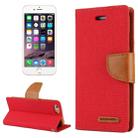 GOOSPERY CANVAS DIARY for iPhone 6 Plus & 6s Plus Canvas Texture Horizontal Flip Leather Case with Card Slots & Wallet & Holder(Red) - 1