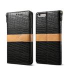 Splicing Color Crocodile Texture PU Horizontal Flip Leather Case for iPhone 6 Plus / 6s Plus, with Wallet & Holder & Card Slots & Lanyard (Black) - 1