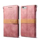 Splicing Color Crocodile Texture PU Horizontal Flip Leather Case for iPhone 6 Plus / 6s Plus, with Wallet & Holder & Card Slots & Lanyard (Pink) - 1