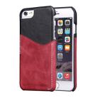 For iPhone 6 Plus & 6s Plus Genuine Cowhide Leather Color Matching Back Cover Case with Card Slot(Wind Red) - 1