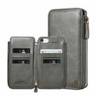 FLOVEME for iPhone 6 Plus & 6s Plus Crazy Horse Texture Zipper Horizontal Flip Protective Leather Case with Card Slots & Wallet & Lanyard (Grey) - 1