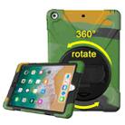 For iPad 9.7 (2018) & iPad 9.7 (2017) 360 Degree Rotation PC + Silicone Protective Case with Holder & Hand-strap (Camouflage Green) - 1