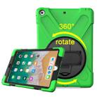 For iPad 9.7 (2018) & iPad 9.7 (2017) 360 Degree Rotation PC + Silicone Protective Case with Holder & Hand-strap(Light Green) - 1