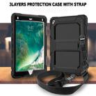 Shockproof PC + Silica Gel Protective Case for iPad 9.7 (2018), with Holder & Shoulder Strap(Black) - 2