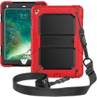 Shockproof PC + Silica Gel Protective Case for iPad 9.7 (2018), with Holder & Shoulder Strap(Red) - 1