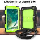 Shockproof Transparent PC + Silica Gel Protective Case for iPad 9.7 (2018), with Holder & Shoulder Strap(Green) - 2