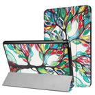 For iPad 9.7 (2018) & iPad 9.7 (2017) Cross Texture Painting Tree Pattern Horizontal Flip Leather Case with Three-folding Holder - 1