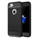 For  iPhone 8 & 7  Brushed Texture Fiber TPU Rugged Armor Protective Case(Black) - 1