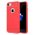 For  iPhone 8 & 7  Brushed Texture Fiber TPU Rugged Armor Protective Case(Red) - 1