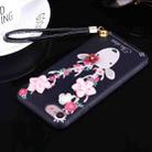 For  iPhone 8 & 7  3D Flowers and Deer Pattern Soft TPU Back Cover Case with Lanyard(Black) - 1