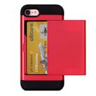 For  iPhone 8 & 7  Slide Style TPU + PC Combination Case with Card Slot(Red) - 1