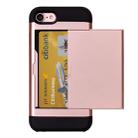 For  iPhone 8 & 7  Slide Style TPU + PC Combination Case with Card Slot(Rose Gold) - 1