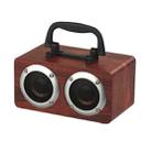W5B Wooden Portable Dual Horn Stereo Bluetooth Speaker with Phone Holder, Support TF Card / AUX (Red) - 1