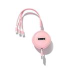 Micro + 8 Pin + Type-C / USB-C 3 In 1 Telescopic Charging Cable (Pink) - 1