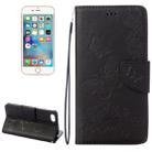 For  iPhone 8 & 7   Pressed Flowers Butterfly Pattern Horizontal Flip Leather Case with Holder & Card Slots & Wallet(Black) - 1