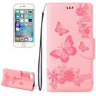 For  iPhone 8 & 7   Pressed Flowers Butterfly Pattern Horizontal Flip Leather Case with Holder & Card Slots & Wallet(Pink) - 1