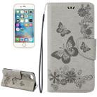 For  iPhone 8 & 7   Pressed Flowers Butterfly Pattern Horizontal Flip Leather Case with Holder & Card Slots & Wallet(Grey) - 1