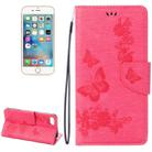 For  iPhone 8 & 7   Pressed Flowers Butterfly Pattern Horizontal Flip Leather Case with Holder & Card Slots & Wallet(Magenta) - 1